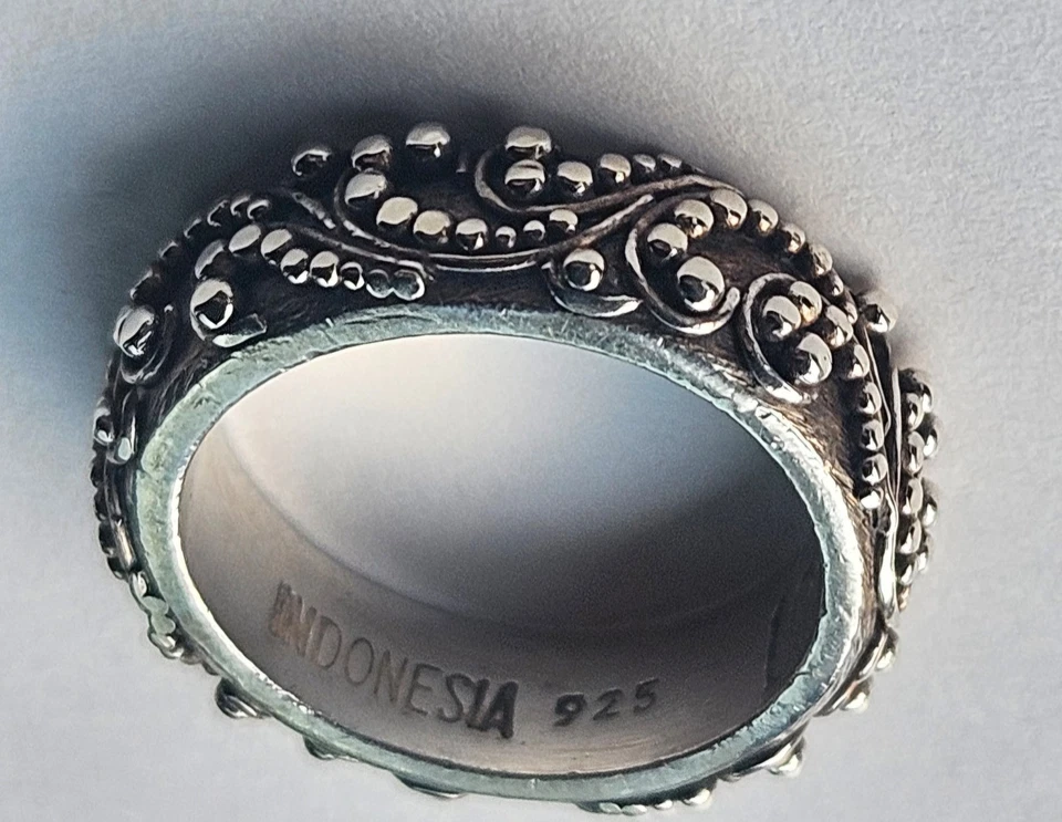 Anillo de plata esterlina de Lois Hill (14 gramos) anillo banda filigrana floral pergamino Foto 4 de 4