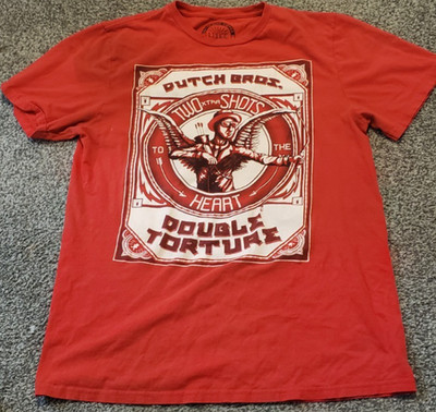 Red Dutch Bros Brothers Coffee Double Torture 2 Xtra Shots Shirt Size L Men