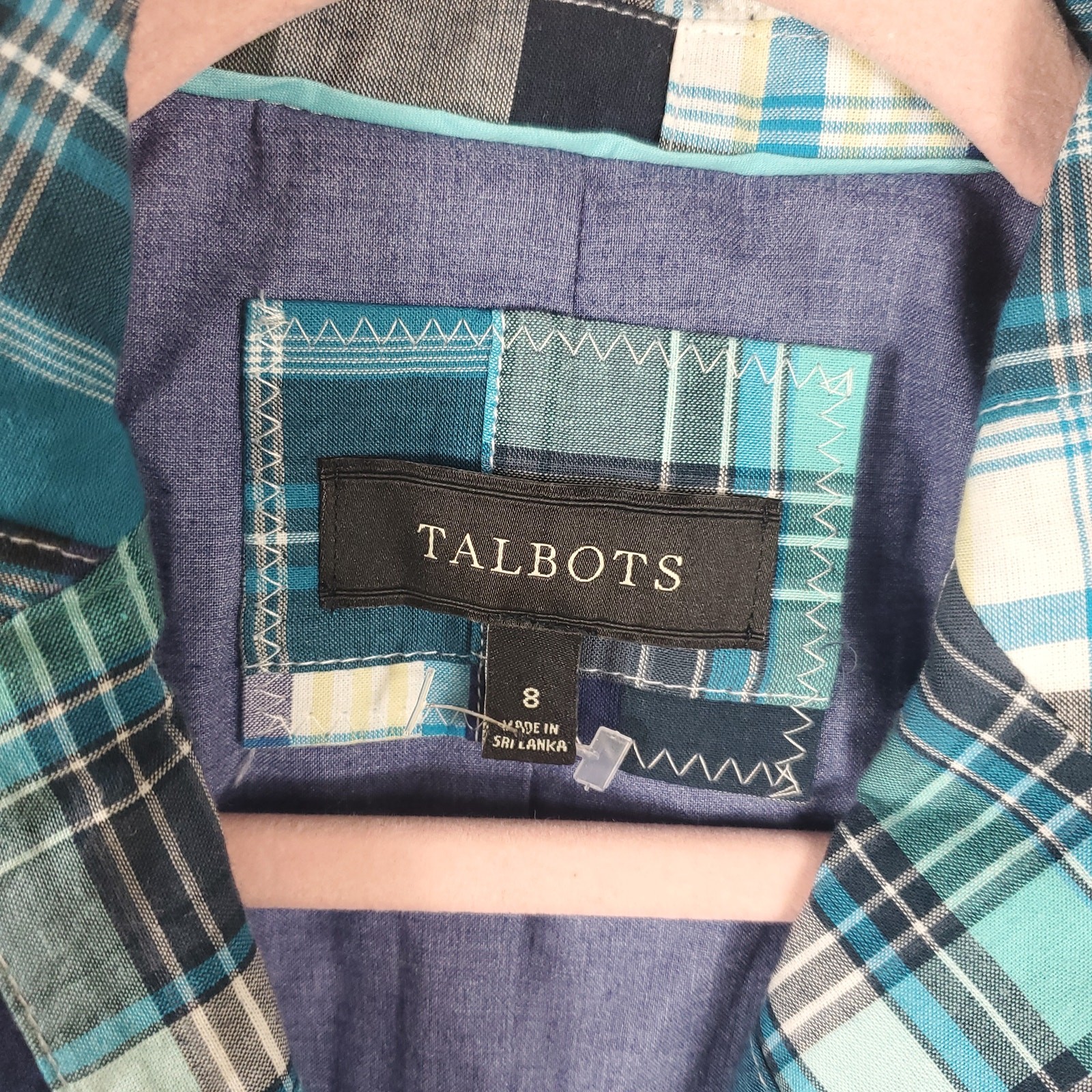 Talbots Blue Plaid Patchwork Button Front Blazer … - image 9