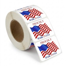 500 PCS Made in USA Labels - 3x2 Inch American Flag Stickers for Product Labelin