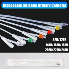 1-10PCS Disposable 2 Way Silicone Urinary Catheter For 8r/12/14/16/18/20/22/24Fr