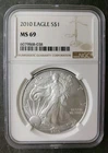 2010 $1 American Silver Eagle Dollar NGC MS69