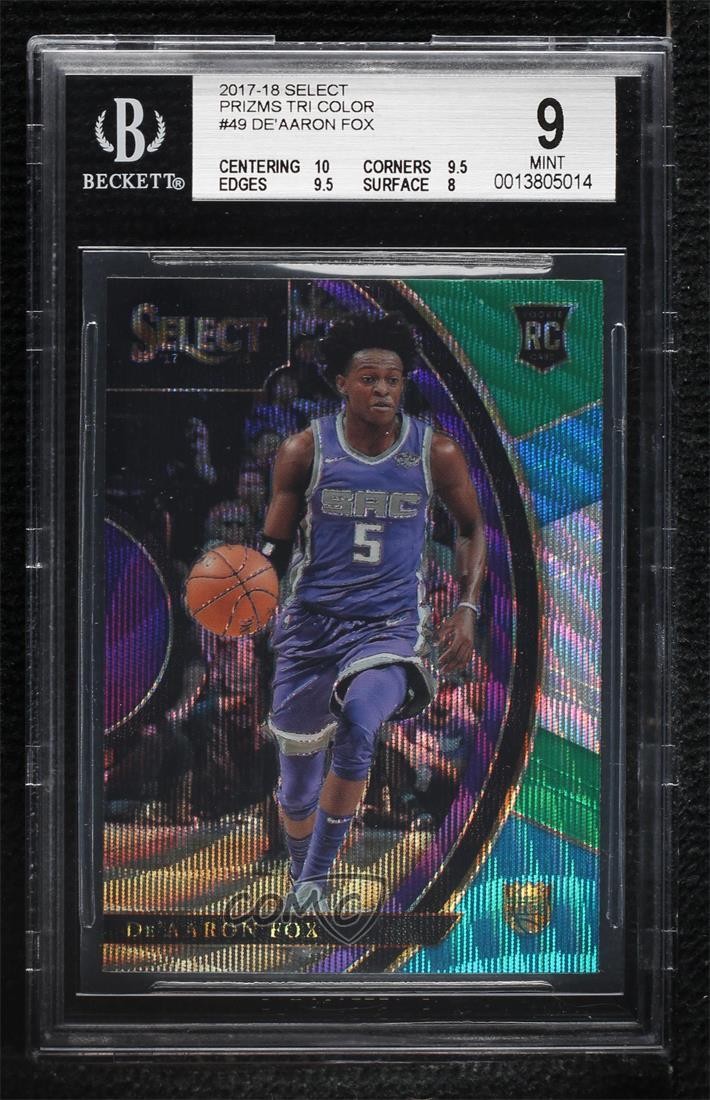 2017-18 Panini Select Concourse Tri-Color Prizm De'Aaron Fox #49 BGS 9 MINT 09um