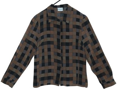 1990s, Finnish Windowpane Cupro Shirt-Blouse