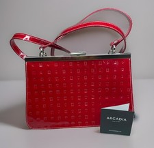 ARCADIA Italian Designer Red Luxury Patent Le...
