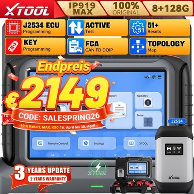 2026 XTOOL IP919 MAX OBD2 Diagnosegerät+J2534-Scan-Tool Topologiekarte 51+Resets