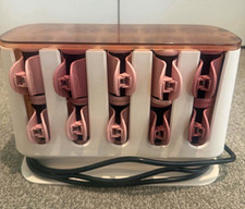 Electric Hot Rollers Set with Heating Base, Pink & White Plastic (Women)
