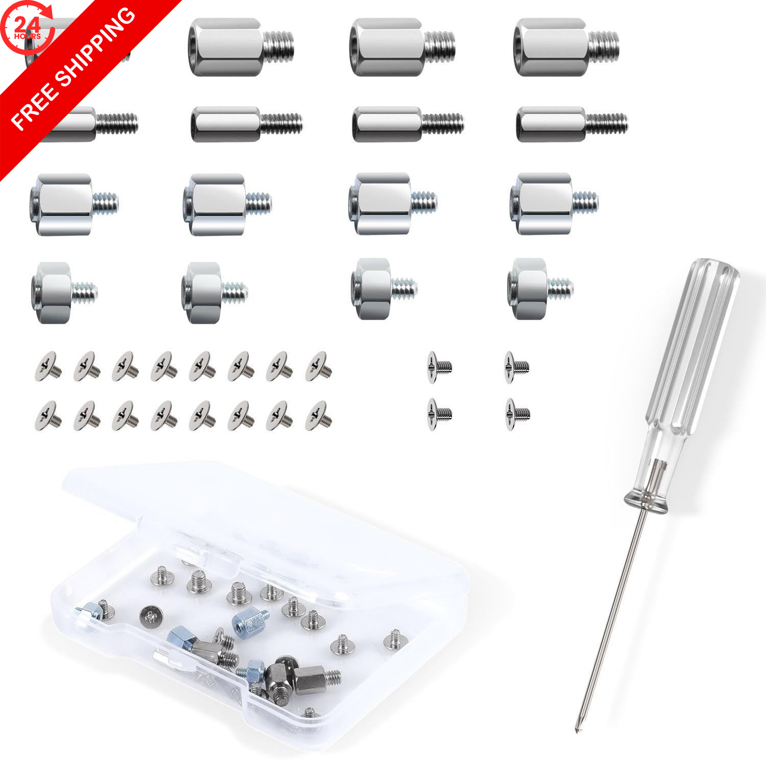 NVMe M.2 SSD Standoff and Mounting Screws Kit for Asus 2.5mm, 3mm, Silver