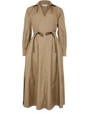 MAX MARA Belted Verde Khaki Cotton Midi Dress New  Authentic