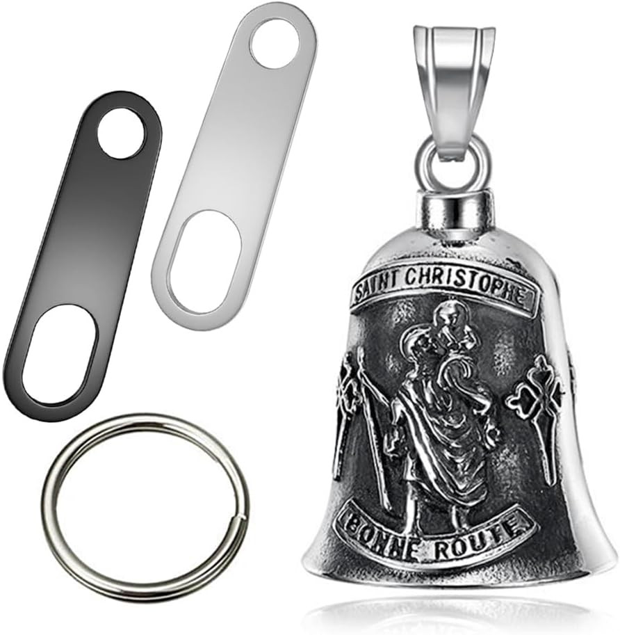 Guardian Angel Motorcycle Bell Good Luck Keychain & Drive Safe Pendant Accessori