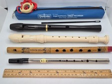 Lot of 4 Woodwind Instruments: Peripole Angel & Yamaha Recorders, Whistle, Flute