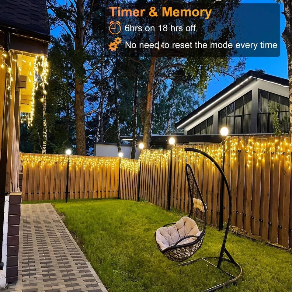 Outdoor Waterproof Icicle Lights - 132ft 1280 LED Warm White - Image 4 of 4