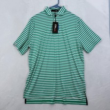 RLX Ralph Lauren Polo Shirt Mens M Green Stripe Golf Performance Athletic