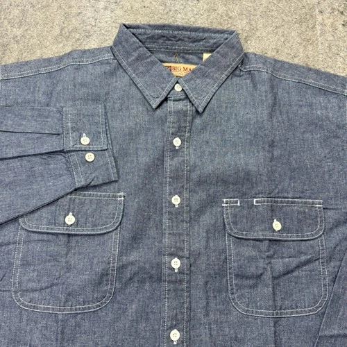 Vintage Big Mac Chambray Work Shirt Men XL Long Sleeve Button Down Workwear