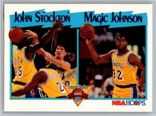 John Stockton / Magic Johnson LL 1991-92 Hoops Assists Leaders #312 HOF