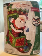 Bucilla Felt Stocking Kit Santa Surprise Christmas Novelty 89475E