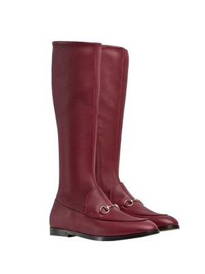 NIB Gucci Jordaan Horsebit Knee High Boot EU 37 US 7 Red Soft Leather $1,890