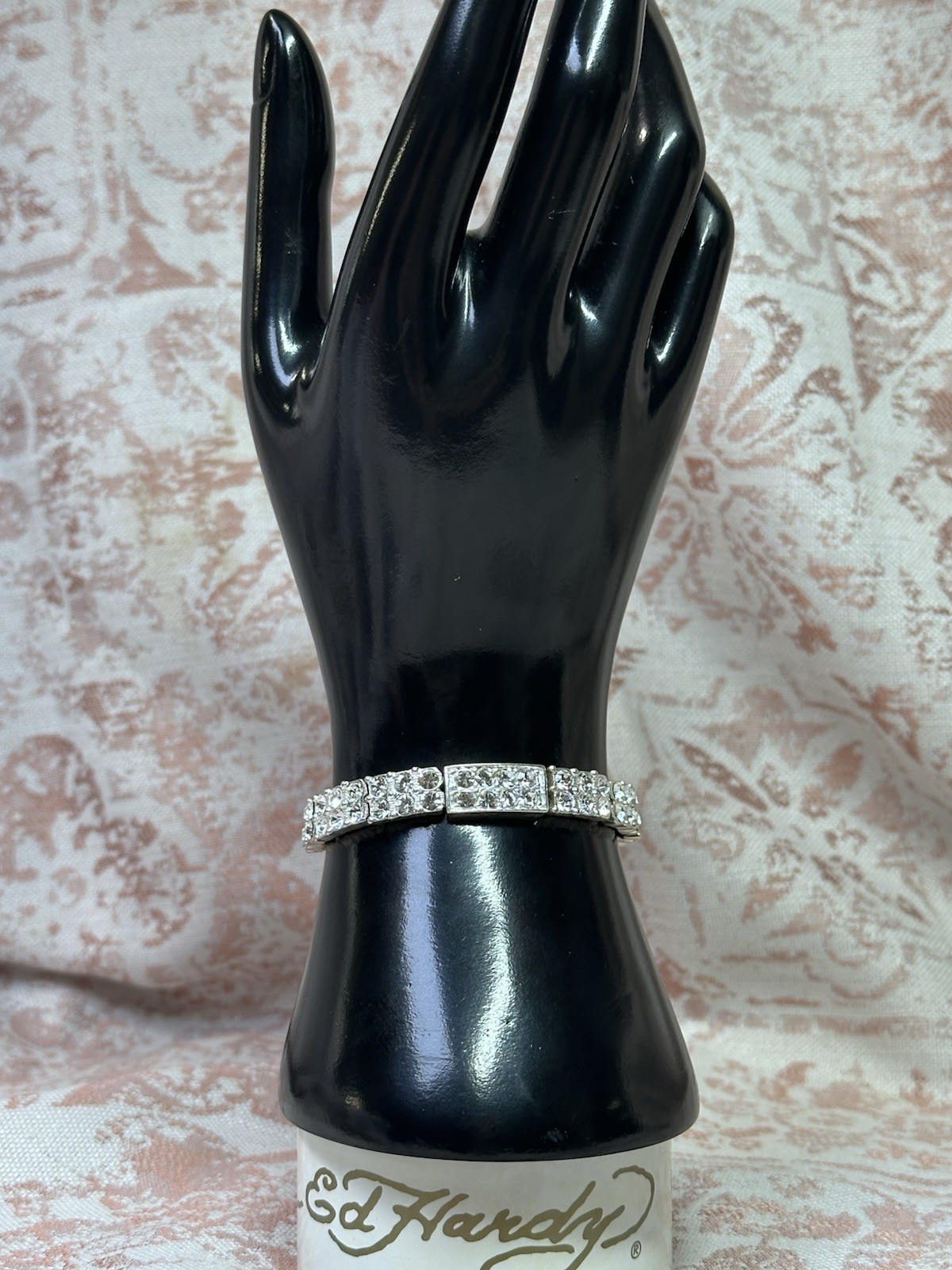 Silver Tone Tennis Bracelet Clear Round Rhinestone Link Stackable