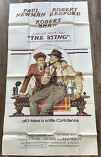 THE STING ROBERT REDFORD PAUL NEWMAN 3 SHEET 41” X 81” MOVIE POSTER  1974 RARE