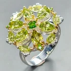 Handmade ring Natural Peridot Ring 925 Sterling Silver Size 8 /R447823