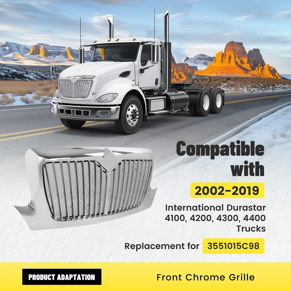 For 2002-2019 International Harvester  Durastar 4100 4200 4300 4400 Base Grille - Image 2 of 4