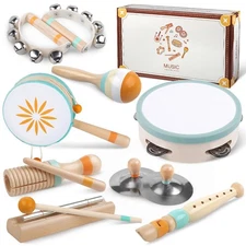 Toddlers Musical Instruments-Baby Montessori Wooden Musical Toys for Toddlers