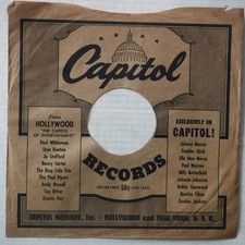 FIVE 78 RPM 10 INCH CAPITOL RECORD SLEEVES   VG TO VG - NO RECORDS