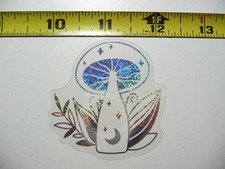 MYSTICAL MUSHROOM HOLOGRAPHIC SMALL STICKER CELESTIAL DECAL AMAZING SCRAPBOOKING