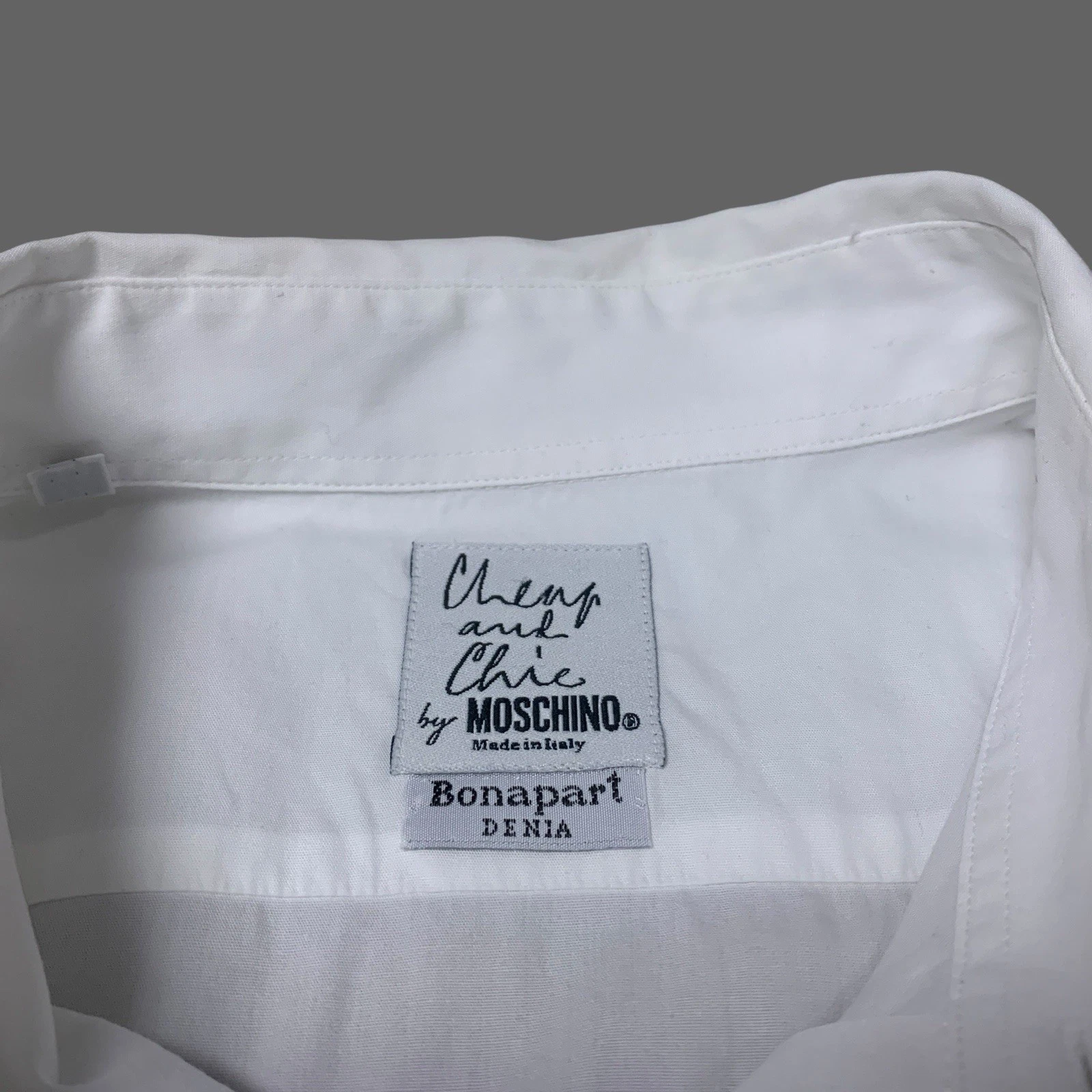 Camicia Moschino economica e chic con bottoni bianca taglia 17 43 XL ricamata