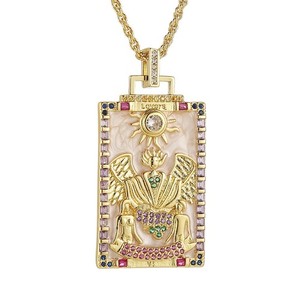 Authentic Tarot Cards Necklace for Women Dainty 14K Gold Plated Cubic Zirconia Fortun - 17