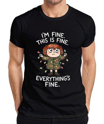 I'm fine this is fine everything's fine Lichterkette Geschenk Herren T-Shirt