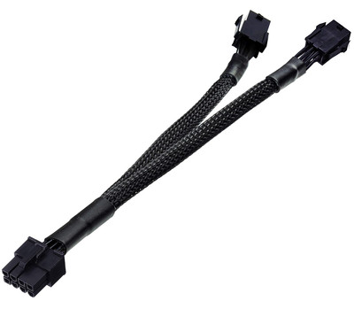 Dual 6 Pin Female to 8 Male GPU Power Adapter Cable Braided Sleeved 9... 