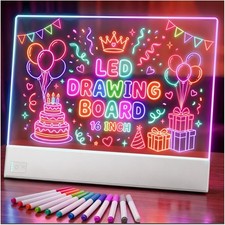 LED Note Board,15.5 Inch Rechargeable LED Drawing Board for Kids, 7 Colors Ac...