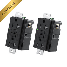 2-Pack 20 Amp Generator GFCI Outlet 125V Industrial Grade Black UL Listed Nylon