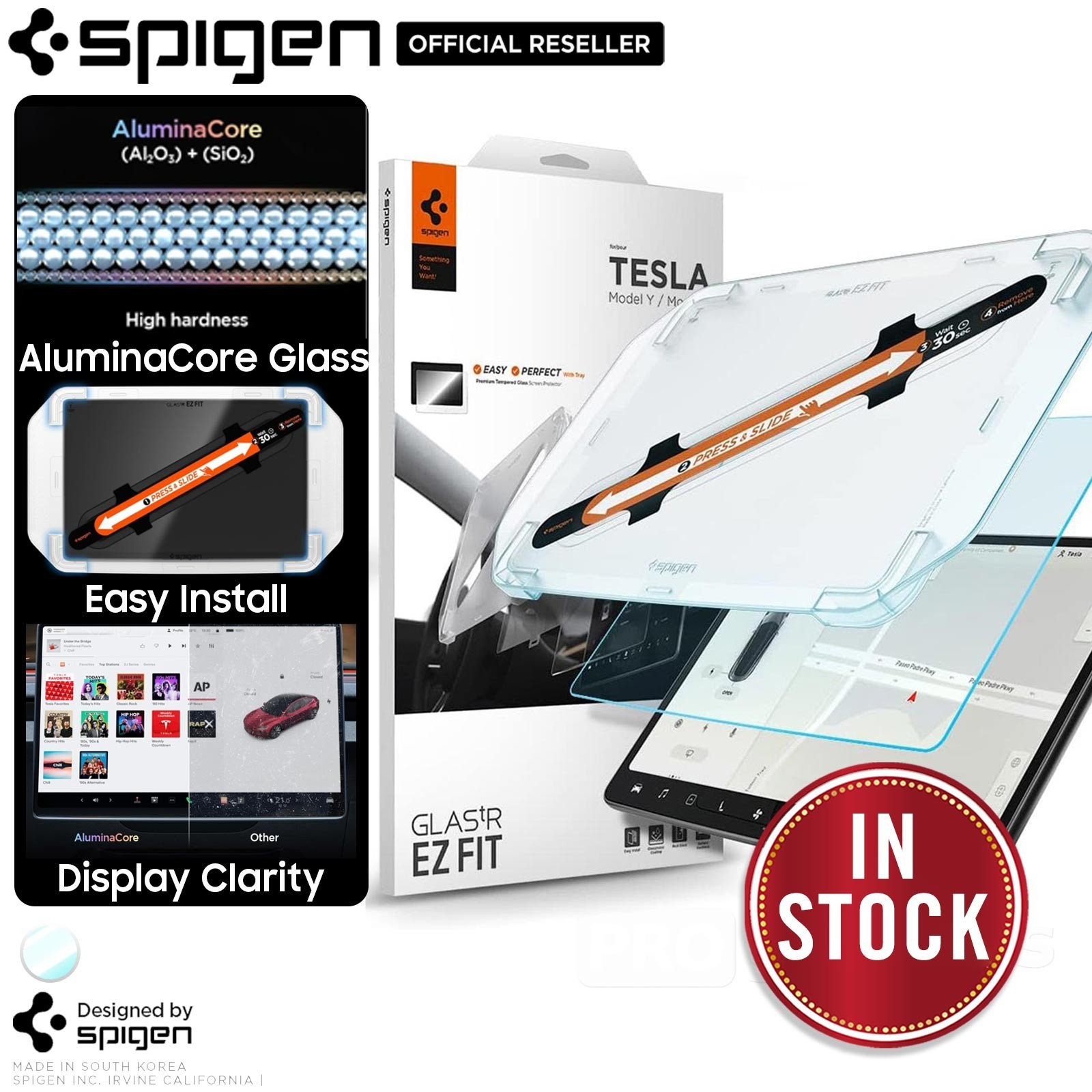 For Tesla Model 3 Highland/Y Juniper 2025 Screen Protector SPIGEN EZ 15.4" Glass