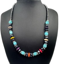 Beaded Necklace Turquoise Multi-Color Stone Style Boho Southwestern Jewelry 18"