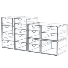Makeup Organizer with 16 Drawers - Clear Desk Storage for Jewelry & Supplies
