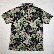 Bad Birdie Polo Shirt Mens L Floral All Over Print Golf Performance Short Sleeve