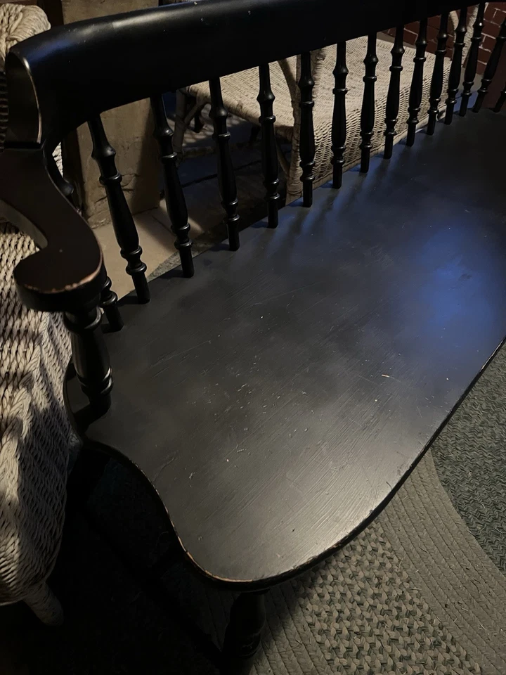 Banco de diácono negro estilo Hitchcock/Windsor - madera maciza Foto 2 de 2