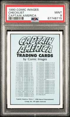 1990 COMIC IMAGES CAPTAIN AMERICA CHECKLIST PSA 9