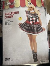 Harlequin Clown Adult Halloween 3 Pc Costume Dress Collar Hat 83929 Size Small