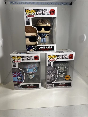 NEW Funko Pop Movies They Live Set of 3 John Nada 974, Alien & Chase Alien 975