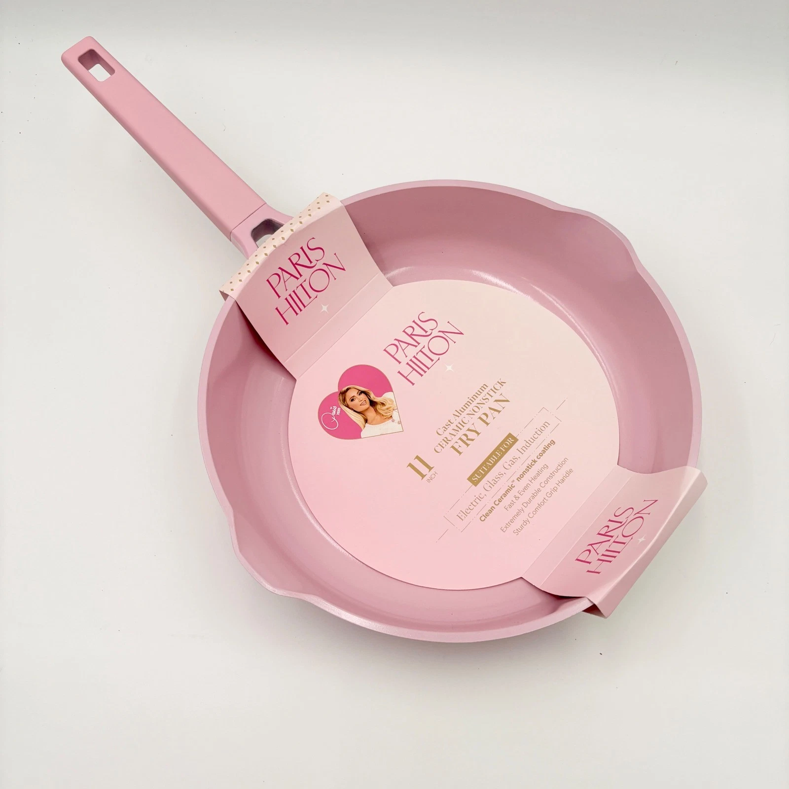 Paris Hilton 11 Inch Cast Aluminum Ceramic Nonstick Fry Pan Blush Pink