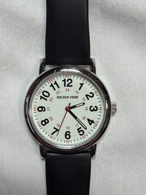 Golden Hour GH1314 White Dial Black Strap   Nurse/Medical Field Watch Running