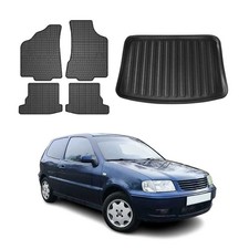 Fußmatten & Kofferraumwanne Set für VW Polo 1999-2002 Gummi TPE Schwarz 5x