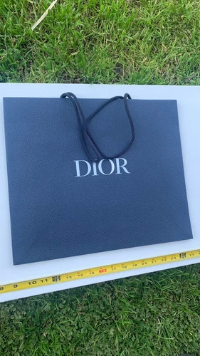 Sac cadeau shopping papier bleu marine Dior 16,5 x 14 pouces texturé épais