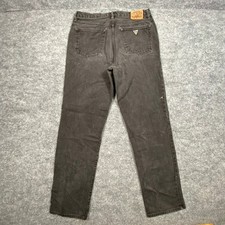 Vintage Guess Jeans Mens 34x32 Classic 001 Straight Leg Faded Black Denim 90s
