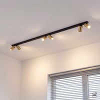 Deckenstrahler Deckenleuchte Groß 200 Cm Lang 6-Flammig GU10 In Schwarz Messing