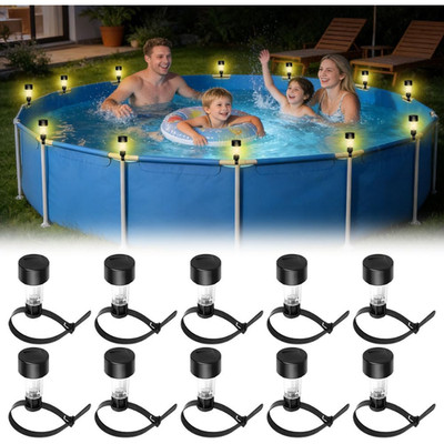 Poolbeleuchtung Solar 10 Stück LED für Frame Pools Zaunbeleuchtung Garten Party