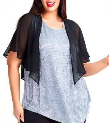 TS TAKING SHAPE plus size M / 18-20 Quick Step Chiffon Cover Up sheer jacket NWT